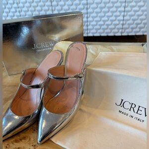 J Crew silver Colette mule